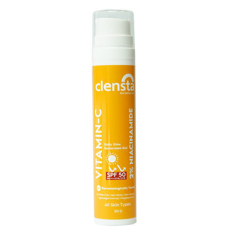 Buy Clensta Daily Glow Sunscreen Gel SPF 50 PA++++ with Vitamin C, Niacinamide and Squalane, UVA/UVB Filters - No White Cast, Non-Greasy, Non-Sticky, Lightweight & Anti-Tan Formula With Fragrance Free, For Men & Women, 50 gm-Purplle