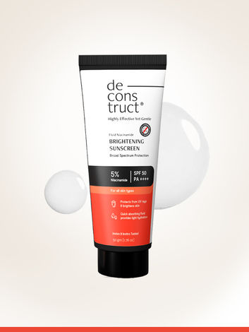 Buy Deconstruct Fluid Brightening Sunscreen SPF 50+ PA++++ |Sunscreen with Niacinamide| Brightens Skin 50 gm-Purplle