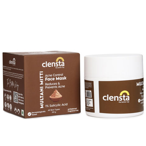 Buy Clensta Multani Mitti Acne Control Face Mask With 1% Salicylic Acid For Hydrated Skin 100 gm-Purplle