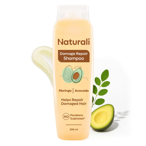 Buy Naturali Damage Repair Shampoo with Moringa Oil & Avocado | Repairs Hair Damage | Paraben and Sulphate Free Shampoo | Best Shampoo for Dry & Frizzy Hair | 200 ml-Purplle