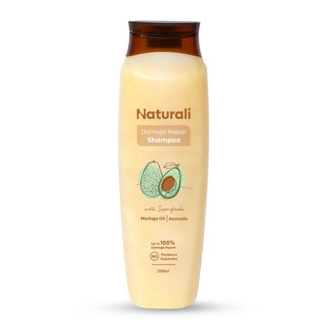 Buy Naturali Damage Repair Shampoo with Moringa Oil & Avocado | Repairs Hair Damage | Paraben and Sulphate Free Shampoo | Best Shampoo for Dry & Frizzy Hair | 200ml-Purplle