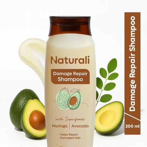Buy Naturali Damage Repair Shampoo with Moringa Oil & Avocado | Repairs Hair Damage | Paraben and Sulphate Free Shampoo | Best Shampoo for Dry & Frizzy Hair | 200ml-Purplle
