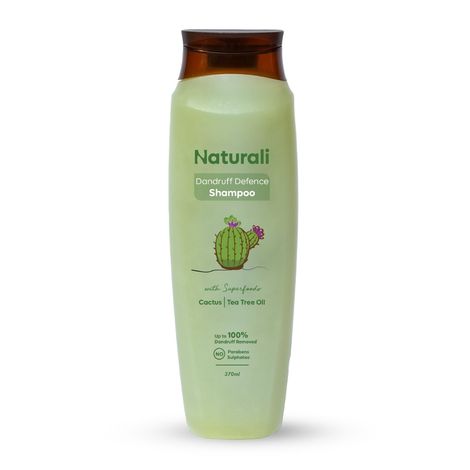 Buy Naturali Dandruff Defence Shampoo with Tea Tree Oil & Cactus Extracts | Prevents Dandruff | Paraben and Sulphate Free Shampoo | Anti Dandruff Shampoo | 370ml-Purplle