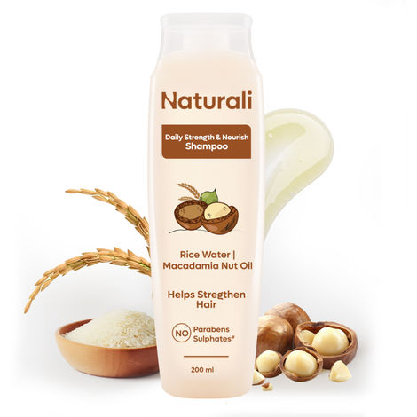 Buy Naturali Daily Strength & Nourish Shampoo with Rice Water & Macadamia Nut Oil | Makes Hair Stronger | Paraben and Sulphate Free Shampoo | Natural Shampoo | 200ml-Purplle