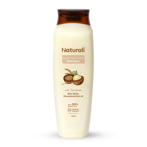 Buy Naturali Daily Strength & Nourish Shampoo with Rice Water & Macadamia Nut Oil | Makes Hair Stronger | Paraben and Sulphate Free Shampoo | Natural Shampoo | 200ml-Purplle