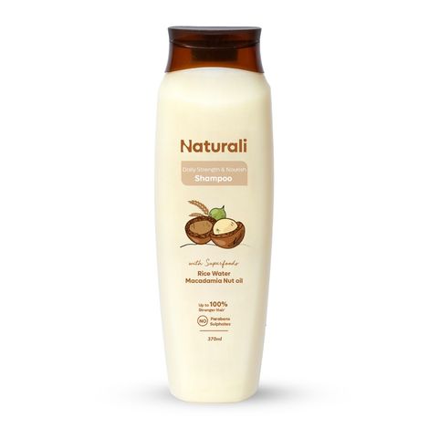 Buy Naturali Daily Strength & Nourish Shampoo with Rice Water & Macadamia Nut Oil | Makes Hair Stronger | Paraben and Sulphate Free Shampoo | Natural Shampoo| 370ml-Purplle