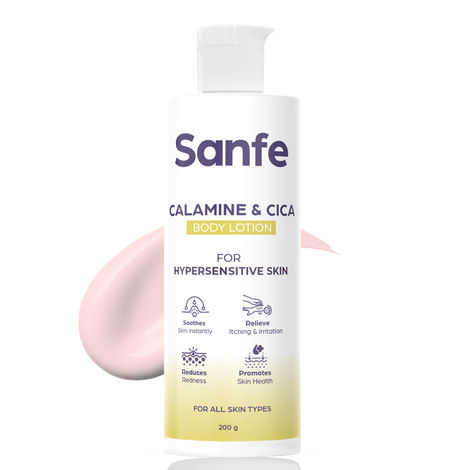 Buy Sanfe Calamine & Cica Body Lotion | For Itching, Irritation, Redness, Dryness | Rapid Relief For Hypersensitive skin | For Men & Women - 200 ml-Purplle