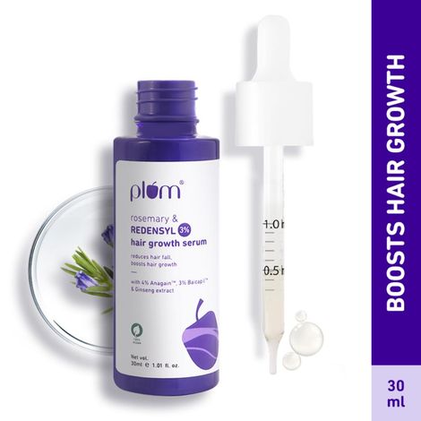 Buy Plum Rosemary & 3% Redensyl Hair Growth Serum | with 4% Anagain, 3% Baicapil & Ginseng Extract |Reduces Hairfall, Boosts Hair Growth, Improves Hair Density | Hair Growth Serum for Men & Women | (30 ml)-Purplle