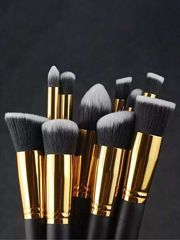 Buy Ronzille Professional Premium Makeup brush Set of 10 Black (Colour may vary)-Purplle