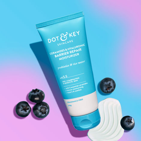 Buy Dot & Key Ceramides & Hyaluronic Barrier Repair Moisturizer with Probiotics & Rice Water | Barrier Repair Face Cream with 5 essential ceramides, Suitable for Dry, Combination & Sensitive Skin - 175g -Purplle
