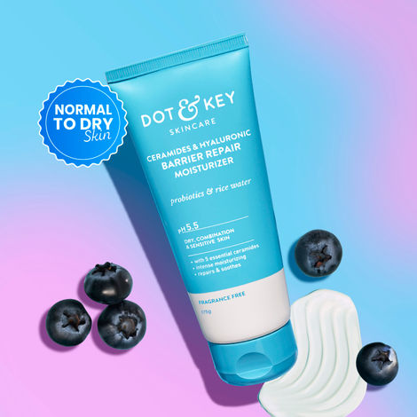 Buy Dot & Key Ceramides & Hyaluronic Barrier Repair Moisturizer with Probiotics & Rice Water | Barrier Repair Face Cream with 5 essential ceramides, Suitable for Dry, Combination & Sensitive Skin - 175g -Purplle