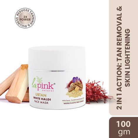 Buy La Pink Ubtan White Haldi Face Pack Mask with 100% Microplastic Free Formula Blemish, Pigmentation, Dark Spot & Tan Removal | All Skin Types | 100g-Purplle