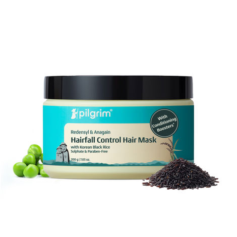 Buy Pilgrim Redensyl & Anagain Hairfall Control Hair Mask 200 gm, with Korean Black Rice, Helps Strengthens Hair, Prevent Breakage & Smoothens Hair-Purplle