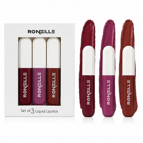 Buy Ronzille Liquid Lipstick Waterproof and smudge-proof Non transferable, Highly pigmented colour Smooth and consistent application. Moisturises and nourishes lips Set of 3(Shade-01)-Purplle