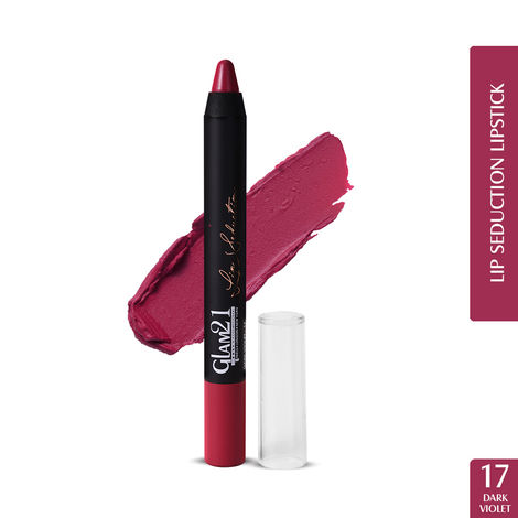 Buy Glam 21 Lip Seduction Non- Transfer Crayon Lipstick| Lightweight & Longlasting|Creamy Matte Formula - 3.6 gm|Dark Violet|17-Purplle
