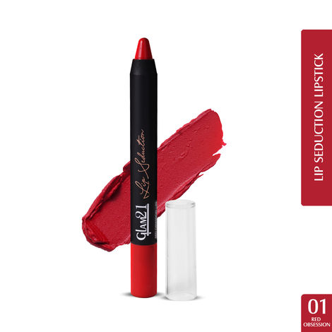 Buy Glam 21 Lip Seduction Non- Transfer Crayon Lipstick| Lightweight & Longlasting|Creamy Matte Formula - 3.6gm|Red Obsession|02-Purplle
