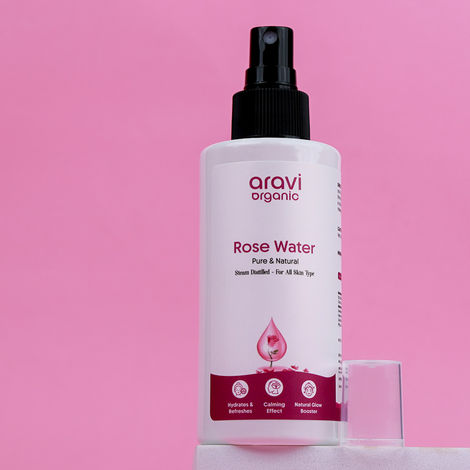 Buy Aravi Organic Rose Water | Gulab Jal for Soothing Skin Inflammation, Hydrating & Cleansing Pores | Reduces Skin Redness | Made with Natural & Organic Ingredients | Refreshing & Gentle – 150 ml-Purplle