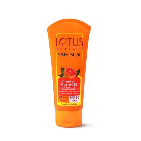 Buy Lotus Herbals Safe Sun Vitamin C Matte Gel Daily Sunscreen | SPF 50 | PA+++ | Paraben Free | Dermatologically Tested | Anti Pollution | Normal / Oily Skin | 100g-Purplle