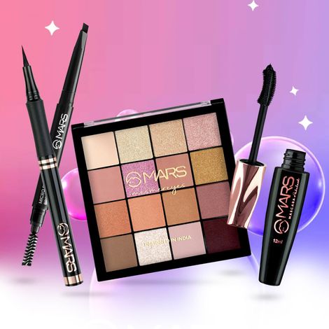 Buy MARS Lash and Line Fusion Combo - Set 1 | Mascara | Eyebrow Pencil | Eyeliner | Eyeshadow Palette - Combo of 4-Purplle