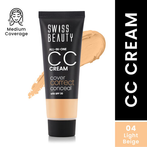 Buy Swiss Beauty All-In-One CC Cream Cover Correct & Conceal with SPF 30 04-Light Beige (25 gm)-Purplle
