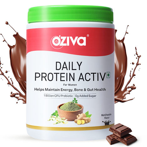 Buy OZiva Daily Protein Activ For Women with Clean Whey Protein, Multivitamins & Probiotics-Purplle