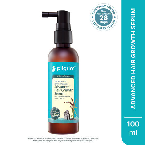 Buy Pilgrim 3% Redensyl & 4% Anagain Advanced Hair Growth Serum, 100 ml, with Korean Black Rice, Controls Hair Fall, Stimulates Hair Growth, Increase Hair Density, Hair Growth Serum for Men & Women-Purplle