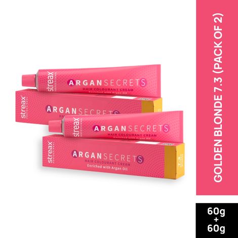 Buy Streax Professional Argan Secret Hair Colourant Cream - Golden Blonde 7.3 (Pack of 2) (60g + 60 gm)-Purplle