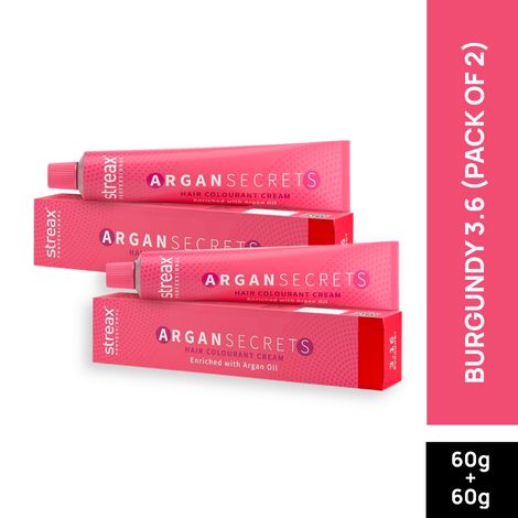 Buy Streax Professional Argan Secret Hair Colourant Cream - Burgundy 3.16 (Pack of 2) (60g + 60 gm)-Purplle