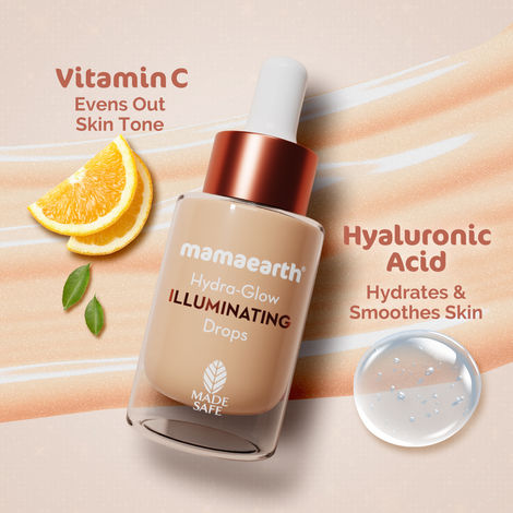 Buy Mamaearth Hydra-Glow Illuminating Drops with Vitamin C & Hyaluronic Acid - 15 ml Multi-Purpose Primer Drops | Moisturizes Skin | Gives Non-Greasy Dewy Finish-Purplle