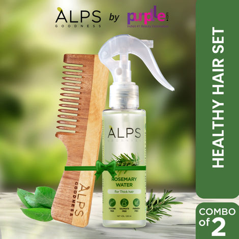 Buy Alps Goodness Healthy Hair Set (Pack of 2) with Rosemary Water Spray (100 ml) & Neem Wood Comb | 100% Natural Neem Comb | Hair Growth Expert | Bestselling Hair Spray-Purplle