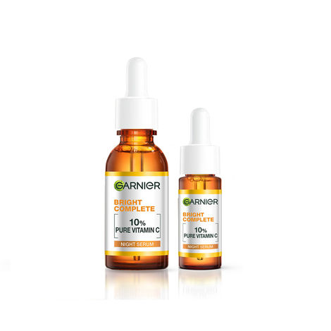 Buy Garnier Bright Serum DAY-NIGHT Complete Care Duo ( Vitamin C Serum With 10% Pure Vitamin C for Bright Skin, 30 ml + Vitamin C Serum With 10% Pure Vitamin C for Bright Skin, 15 ml)-Purplle