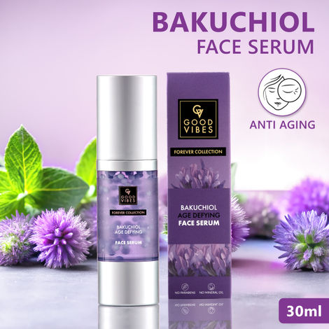 Buy Good Vibes Age Defying Bakuchiol Night Face Serum | Forever Collection |Calms skin, Natural Retinol, Anti ageing I No Parabens, No Mineral Oils, No Sulphates, No Animal Testing, No Silicone, Vegan (30 ml)-Purplle