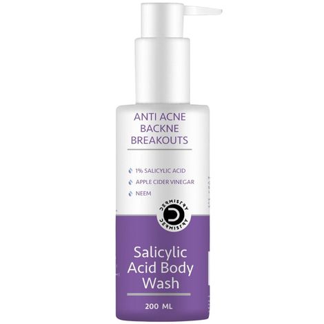 Buy Dermistry 1% Salicylic Acid Back Acne Body Shower Gel Wash | Neem Apple Cider Vinegar Niacinamide I Exfoliator Deep Cleansing of Oily Skin | Breakouts Backne Pimples Remove | Men Women (200 ml)-Purplle