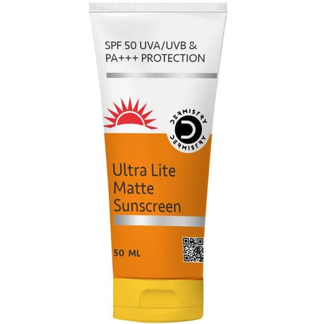 Buy Dermistry Ultra Lite Matte Finish Sunscreen SPF 50 for Oily Acne Prone & All Skin Types I UVA/B PA+++ Sun Protection l Light Weight Moisturizer I Water Based Daily Use Men Women (50 ml)-Purplle