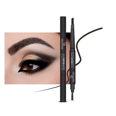 Buy Half N Half Eye Brow Artist Long Lasting Automatic Eyebrow Pencil & Brush, Black (0.4 gm)-Purplle