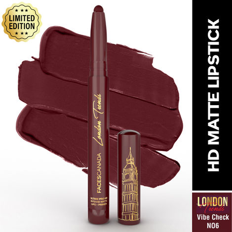 Buy FACES CANADA Ultime Pro HD Intense Matte Lips + Primer - Vibe Check N06, 1.4 gm, Limited Edition | 9HR Long Stay | Primer Infused For Flawless HD Matte Finish | Intense Color | Lightweight-Purplle