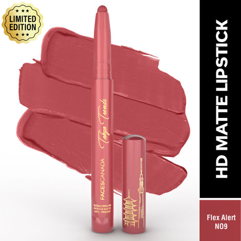 Buy FACES CANADA Ultime Pro HD Intense Matte Lips + Primer - Flex Alert N09, 1.4 gm, Limited Edition | 9HR Long Stay | Primer Infused For Flawless HD Matte Finish | Intense Color | Lightweight-Purplle