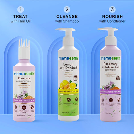Buy Mamaearth Rosemary & Lemon Combo : Rosemary Oil (150 ml) + Lemon Anti-Dandruff Shampo (250 ml) +Rosemary Conditioner (250 ml)-Purplle