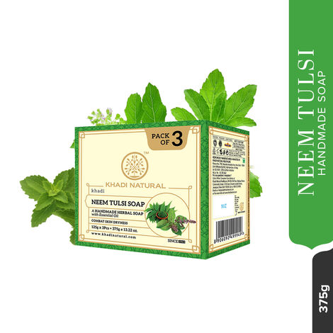 Buy Khadi Natural Neem Tulsi Handmade Soap| Remove Dirt & Impurities (Pack of 3) - 375 gm | 125 gm each-Purplle