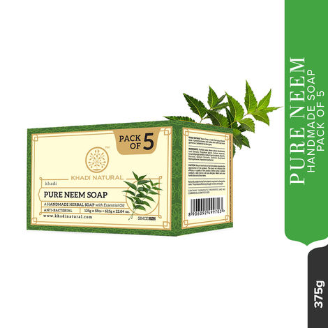 Buy Khadi Natural Pure Neem Handmade Soap| Anti-Bacterial (Pack of 5) - 625 gm-Purplle