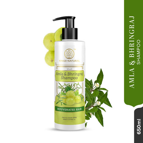 Buy Khadi Natural Amla & Bhringraj Hair Shampoo|Gives Shiny & Silky hair - 650 ml-Purplle