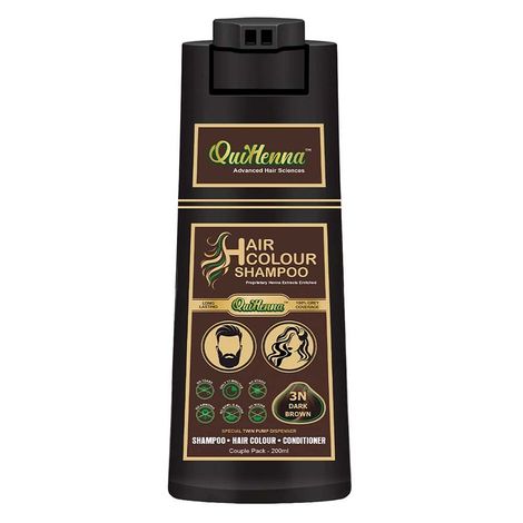 Buy Quikhenna Hair Color Shampoo 3N Dark Brown- 200 ml | Ammonia-Free | Quick & Effortless Grey Coverage | Salon-Like Hair Color At Home | Hair Dye Coloring For Men & Women | Instant Hair Colour Solution-Purplle
