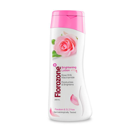 Buy Florozone Brightening Lotion I Enriched with Rose Oil & Niacinamide I Helps to Moisturise and Brighten Skin I Paraben & SLS Free (200 ml)-Purplle