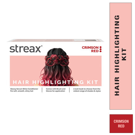 Buy Streax Hair Colour Highlight Kit | Red Hair Colour, Crimson Red - Pack of 1 I Enriched with Walnut & Argan Oil I Hair Colour for Women | Rich, vibrant, Easy to use, DIY Application (75 gm)-Purplle