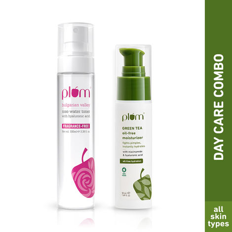 Buy Plum Day Care Combo (Rose Water Toner 100 ml + Green tea Moisuriser 50 ml )-Purplle