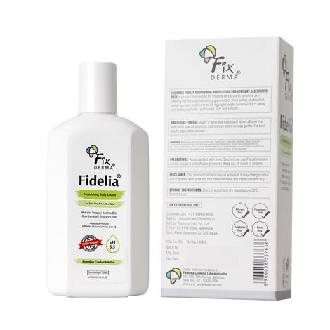 Buy Fixderma Fidelia Nourishing Body Lotion | Moisturizer for face & Body | Body lotion for Winter | Body lotion for Women & Men | Body Lotion for Sensitive & Very dry skin with Rice Brain Oil & Aloe vera - 250 ml-Purplle