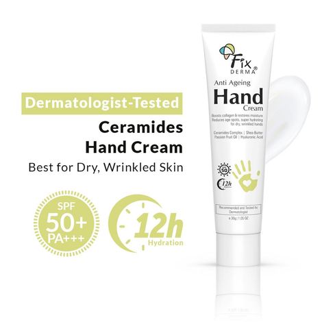 Buy Fixderma Anti Ageing Hand Cream for Women & Men | Ceramide Moisturizer | Hyaluronic Acid Cream | Hand Cream for Dry and Rough Hands | Shea Butter | Cream for Itchy Hand | All Skins Types - 30 gm-Purplle