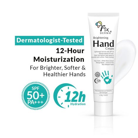 Buy Fixderma Brightening Hand Cream for Women & Men | Hand Moisturizer | Kojic Acid Cream | Hand Cream for Dry and Rough Hands | Cream for Itchy Hand | Hand Cream with SPF 50 | All Skins Types - 30 gm-Purplle