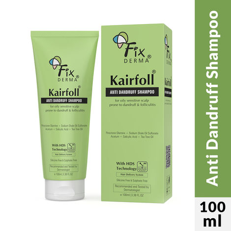Buy Fixderma Kairfoll Anti Dandruff Shampoo for Oily Sensitive Scalp Prone to Dandruff & Folliculitis | Anti Dandruff Shampoo for Women & Men | Salicylic Acid for Hair Fall | Sulphate Free Shampoo - 100 ml-Purplle