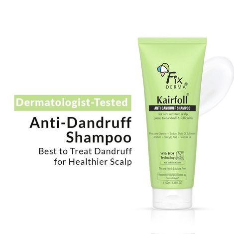 Buy Fixderma Kairfoll Anti Dandruff Shampoo for Oily Sensitive Scalp Prone to Dandruff & Folliculitis | Anti Dandruff Shampoo for Women & Men | Salicylic Acid for Hair Fall | Sulphate Free Shampoo - 100 ml-Purplle